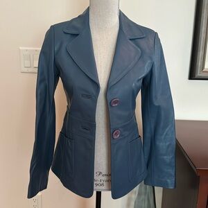 Genuine Leather Blue Fitted Jacket size XS
